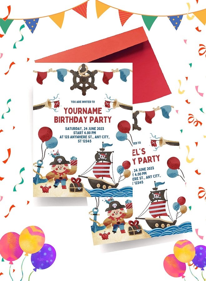 Yellow Nuts Personalized Birthday Invitation For Birthday 16 Pcs Ship Sailor Theme Greeting Card For Kids Girls and Boys - Image 4